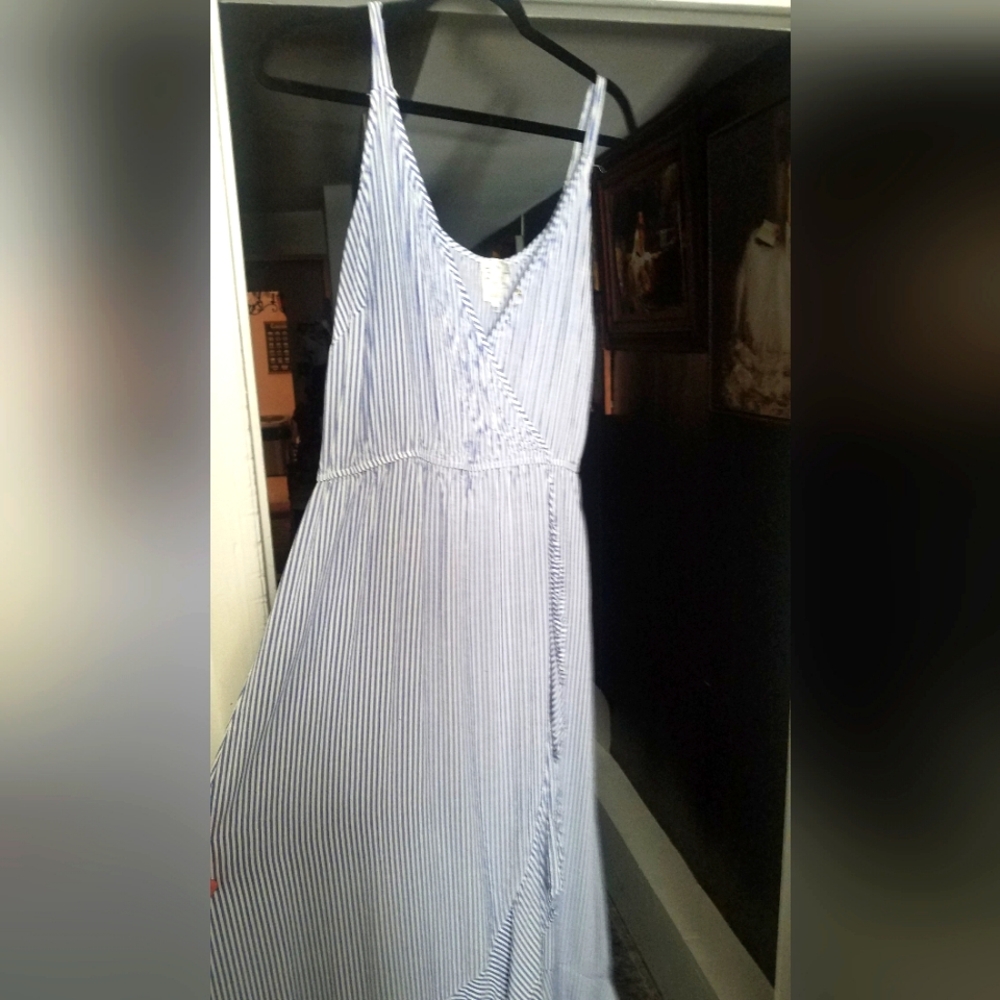 BOGO Striped Blue and White Midi Dress